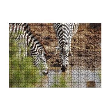 Cakapuzzle Savanada Su İçen Zebralar 120 Parça Ahşap Puzzle