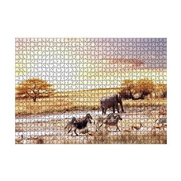Cakapuzzle Savanada Su Kenarındaki Hayvanlar 120 Parça Ahşap Puzzle