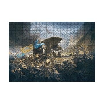 Cakapuzzle Savaş Alanında Savaşçılar ve Dev Ayı 120 Parça Ahşap Puzzle