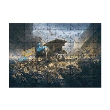 Cakapuzzle Savaş Alanında Savaşçılar ve Dev Ayı 120 Parça Ahşap Puzzle