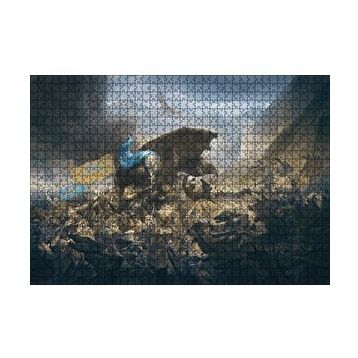 Cakapuzzle Savaş Alanında Savaşçılar ve Dev Ayı 120 Parça Ahşap Puzzle