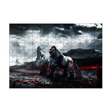 Cakapuzzle Savaşçı Goriller ve Lav Denizi 120 Parça Ahşap Puzzle