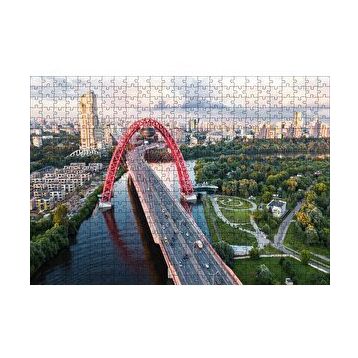 Cakapuzzle Şehir Ağaçlar Nehir ve Kırmızı Köprü 120 Parça Ahşap Puzzle