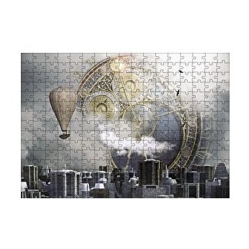 Cakapuzzle Şehir Saat Balon Fantastik 120 Parça Ahşap Puzzle