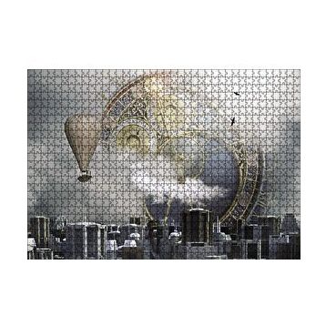 Cakapuzzle Şehir Saat Balon Fantastik 120 Parça Ahşap Puzzle