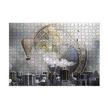 Cakapuzzle Şehir Saat Balon Fantastik 120 Parça Ahşap Puzzle