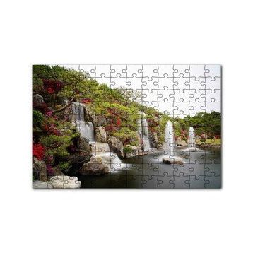 Cakapuzzle Şelale Fıskiyeler Ağaçlar ve Açelyalar 120 Parça Ahşap Puzzle