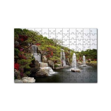 Cakapuzzle Şelale Fıskiyeler Ağaçlar ve Açelyalar 120 Parça Ahşap Puzzle