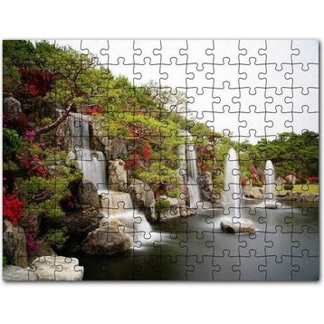 Cakapuzzle Şelale Fıskiyeler Ağaçlar ve Açelyalar 120 Parça Ahşap Puzzle