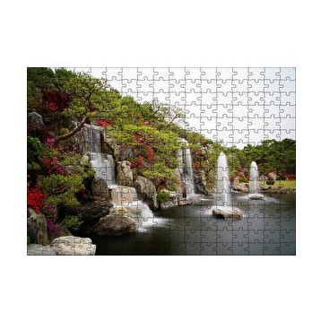 Cakapuzzle Şelale Fıskiyeler Ağaçlar ve Açelyalar 120 Parça Ahşap Puzzle