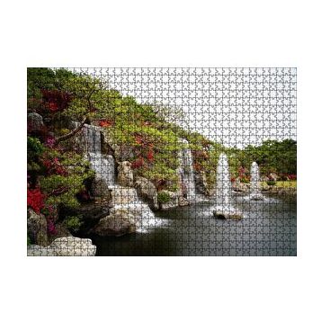 Cakapuzzle Şelale Fıskiyeler Ağaçlar ve Açelyalar 120 Parça Ahşap Puzzle