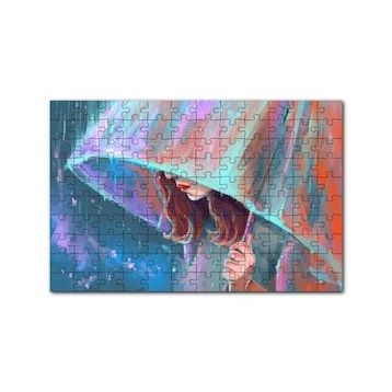 Cakapuzzle Şemsiye Tutan Kadın Görseli 120 Parça Ahşap Puzzle