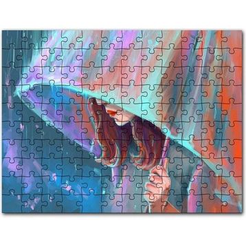 Cakapuzzle Şemsiye Tutan Kadın Görseli 120 Parça Ahşap Puzzle