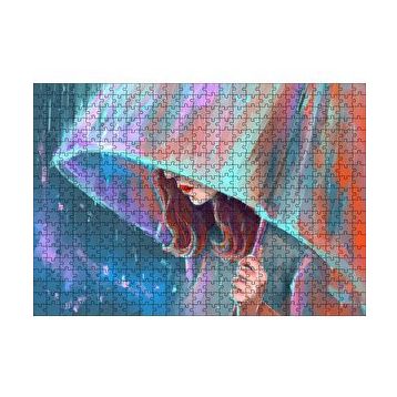 Cakapuzzle Şemsiye Tutan Kadın Görseli 120 Parça Ahşap Puzzle