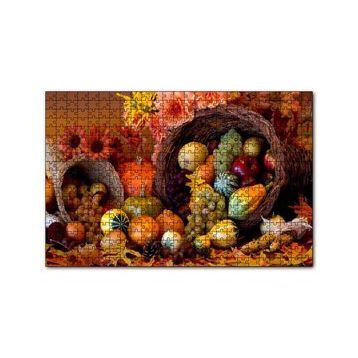 Cakapuzzle Sepetler ve Dökülen Karışık Meyveler 120 Parça Ahşap Puzzle