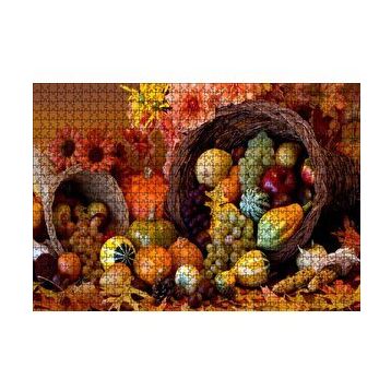Cakapuzzle Sepetler ve Dökülen Karışık Meyveler 120 Parça Ahşap Puzzle