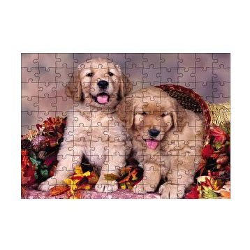 Cakapuzzle Sepetteki Yavru Köpekler 120 Parça Ahşap Puzzle