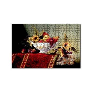 Cakapuzzle Seramik Tabakta Taze Meyveler ve Çiçekler 120 Parça Ahşap Puzzle