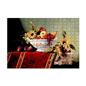 Cakapuzzle Seramik Tabakta Taze Meyveler ve Çiçekler 120 Parça Ahşap Puzzle