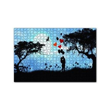 Cakapuzzle Sevgililer Doğa Balon Kalp 120 Parça Ahşap Puzzle