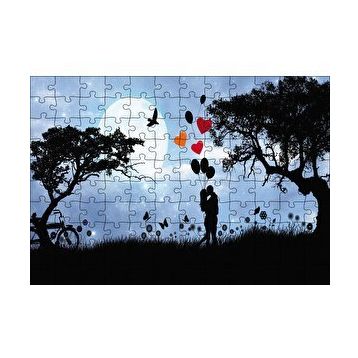Cakapuzzle Sevgililer Doğa Balon Kalp 120 Parça Ahşap Puzzle