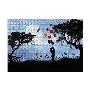 Cakapuzzle Sevgililer Doğa Balon Kalp 120 Parça Ahşap Puzzle