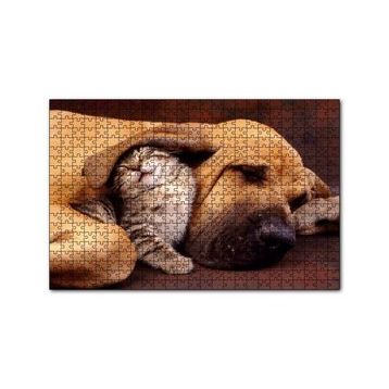 Cakapuzzle Sevimli Sharpy Köpek ve Yavru Kedi 120 Parça Ahşap Puzzle
