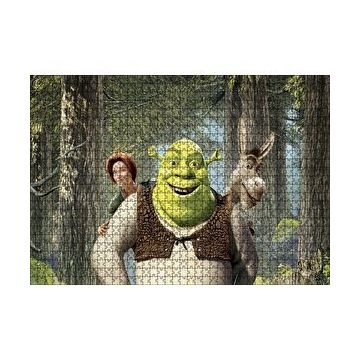 Cakapuzzle Shrek Shrek Orman Prenses Eşek Gülümsüyor Görseli 120 Parça Ahşap Puzzle
