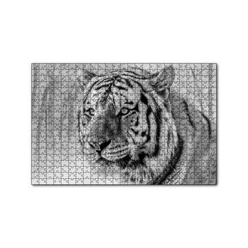 Cakapuzzle Sibirya Kaplanı Siyah Beyaz Yakın Çekim 120 Parça Ahşap Puzzle