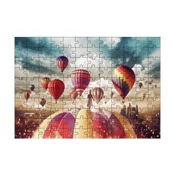 Cakapuzzle Sıcak Hava Balonları ve Bulutlar 120 Parça Ahşap Puzzle