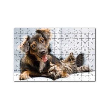Cakapuzzle Sıkı Dostlar Sevimli Köpek ve Kedicik 120 Parça Ahşap Puzzle