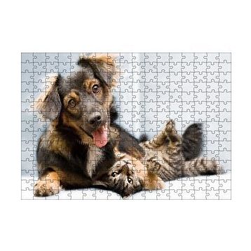 Cakapuzzle Sıkı Dostlar Sevimli Köpek ve Kedicik 120 Parça Ahşap Puzzle
