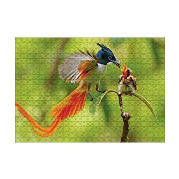 Cakapuzzle Sinekkapan Kuşu Yavrusunu Besliyor 120 Parça Ahşap Puzzle