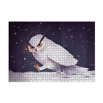 Cakapuzzle Sinirli Kar Baykuşu 120 Parça Ahşap Puzzle