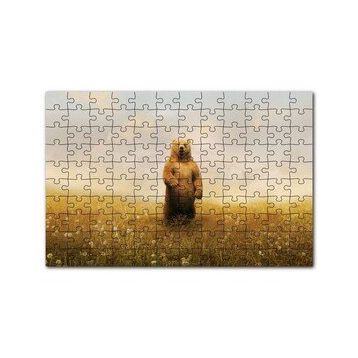 Cakapuzzle Sisli Çayırda Ayakta Duran Boz Ayı 120 Parça Ahşap Puzzle