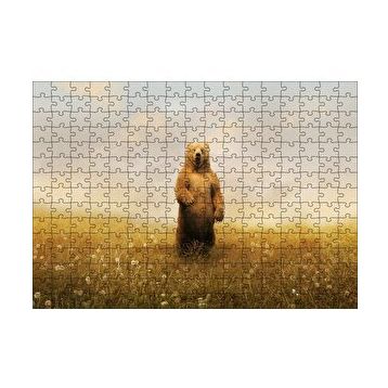 Cakapuzzle Sisli Çayırda Ayakta Duran Boz Ayı 120 Parça Ahşap Puzzle
