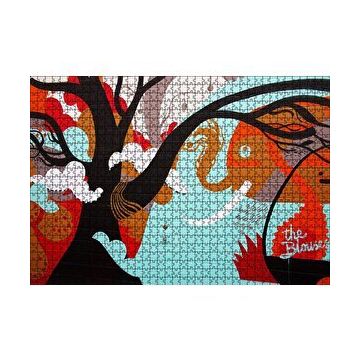 Cakapuzzle Siyah Ağaç Fil ve Soyut Şekiller 120 Parça Ahşap Puzzle