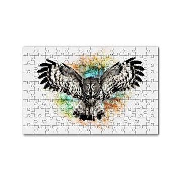 Cakapuzzle Siyah Beyaz Baykuş Animasyonu Görseli 120 Parça Ahşap Puzzle