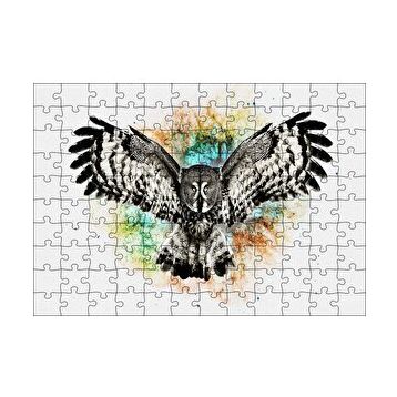 Cakapuzzle Siyah Beyaz Baykuş Animasyonu Görseli 120 Parça Ahşap Puzzle