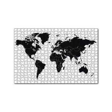 Cakapuzzle Siyah Beyaz Dünya Haritası 120 Parça Ahşap Puzzle