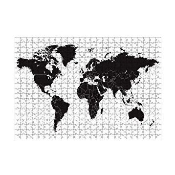 Cakapuzzle Siyah Beyaz Dünya Haritası 120 Parça Ahşap Puzzle