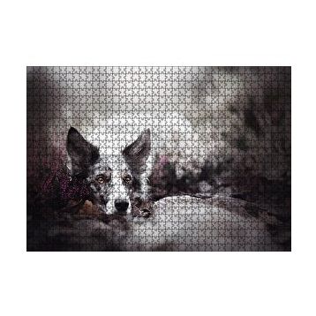 Cakapuzzle Siyah Beyaz İngliz Çoban Köpeği 120 Parça Ahşap Puzzle