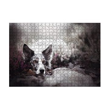 Cakapuzzle Siyah Beyaz İngliz Çoban Köpeği 120 Parça Ahşap Puzzle