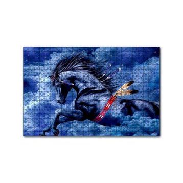 Cakapuzzle Siyah Kızılderili Atı ve Bulutlu Gökler 120 Parça Ahşap Puzzle