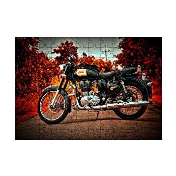 Cakapuzzle Siyah Motorsiklet ve Sonbahar Rengi Ağaçlar 120 Parça Ahşap Puzzle