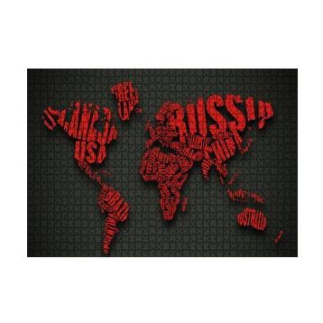 Cakapuzzle Siyah Zemin Kırmızı Dünya Haritası ve Ülke İsimleri 120 Parça Ahşap Puzzle
