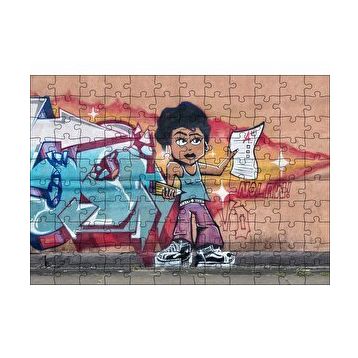 Cakapuzzle Siyahi Kız Grafiti Duvar Boyama 120 Parça Ahşap Puzzle