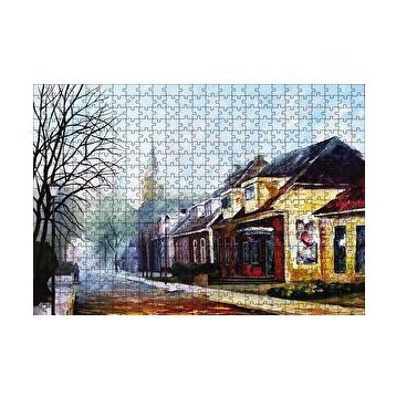 Cakapuzzle Sokak Evler Yağlı Boya 120 Parça Ahşap Puzzle