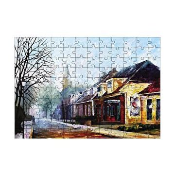 Cakapuzzle Sokak Evler Yağlı Boya 120 Parça Ahşap Puzzle