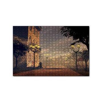 Cakapuzzle Sokak Lambaları Bulutlar ve Şapkalı Adam 120 Parça Ahşap Puzzle